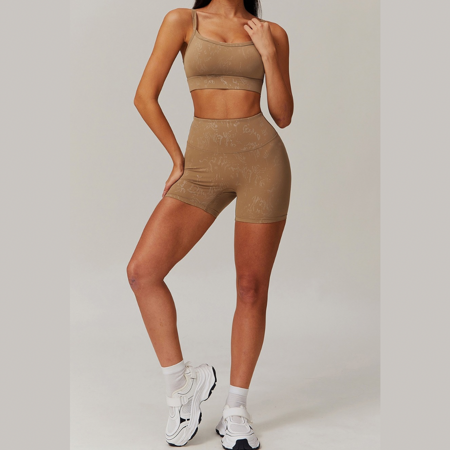 Elysian Glow Sculpt Short Set - Brown