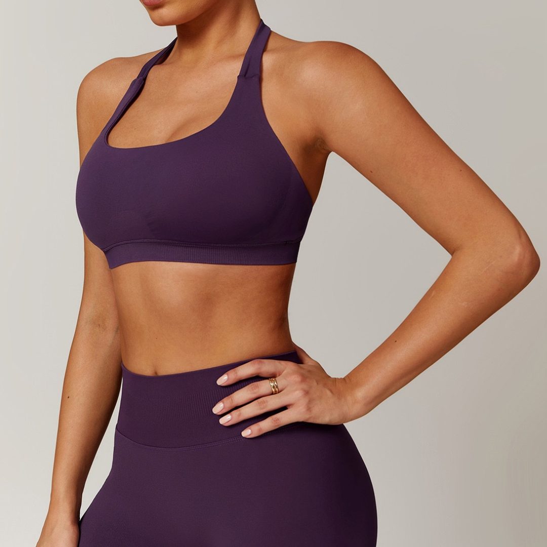 Sandy Stylish Backless Crop Top - Purple