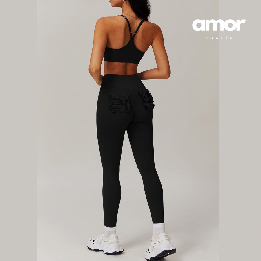 MANTA Premium Pocket Design Skinny Legging Set - Black