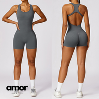 Seamless Cross Back Romper - Grey