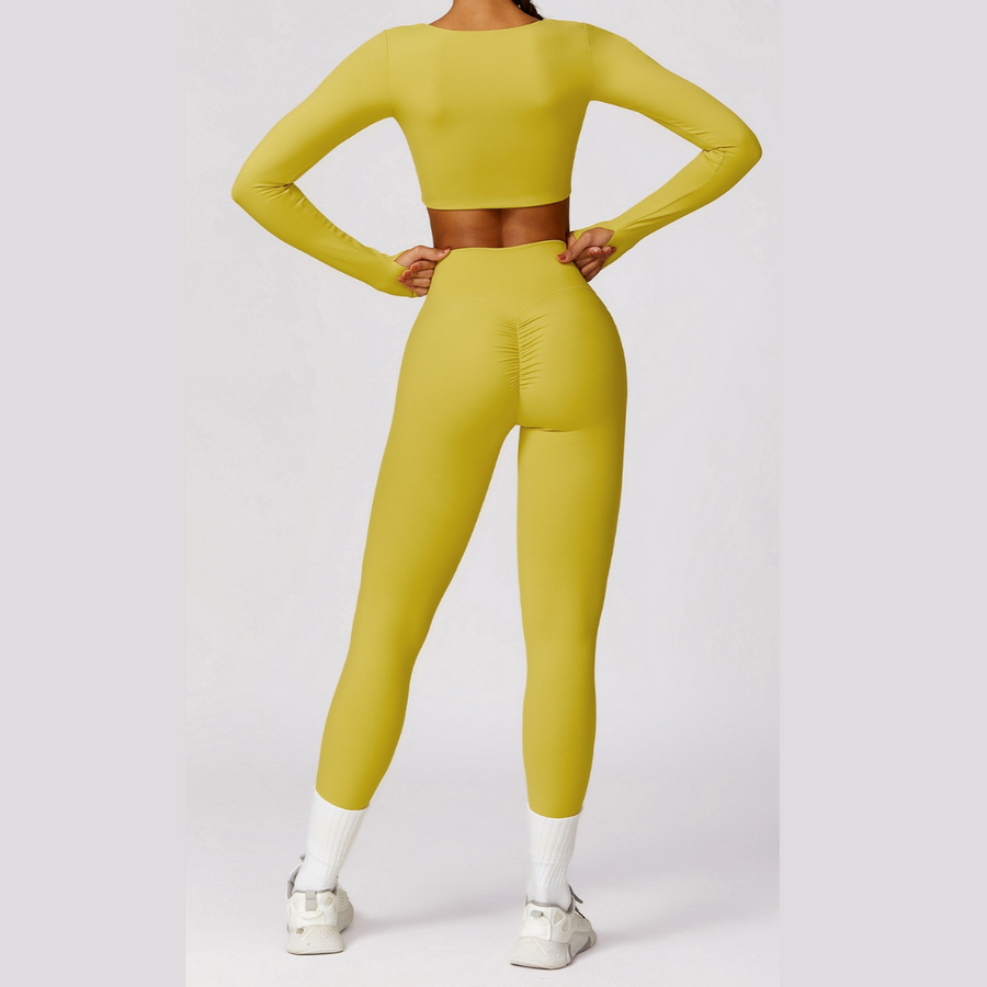 Sexy Long Sleeve Premium Legging Set - Lemon Lake