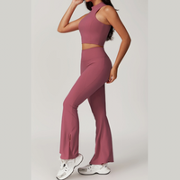 CAMILA Strong Support Vest Top Legging Set - Rose Vale