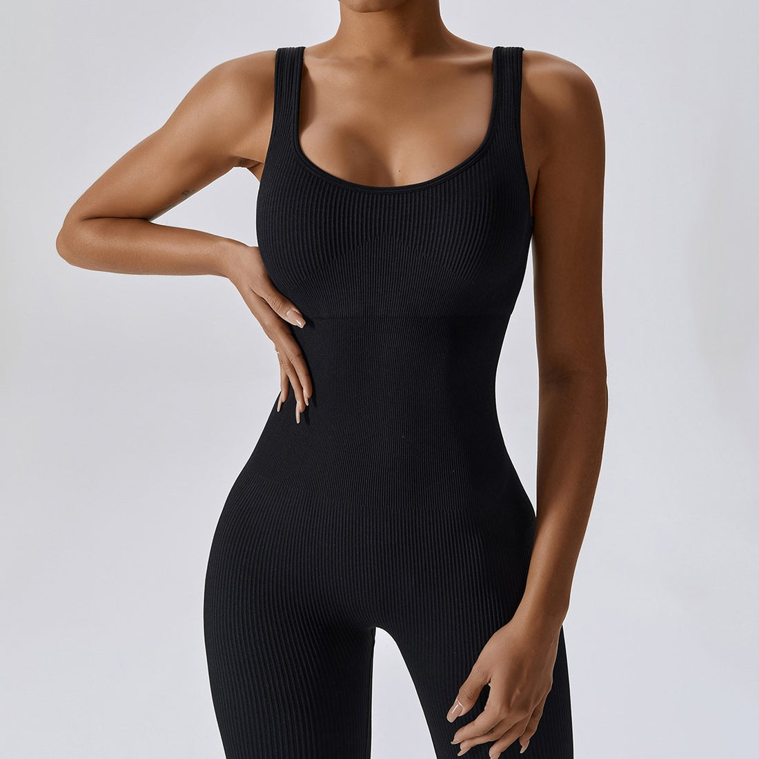 All Season Classic Ribbed Jumpsuit - Black