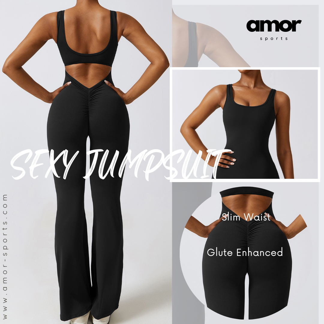 Sexy Stylish Bell Bottom Jumpsuit - Black