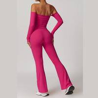 Sabrina Stylish Long Sleeve Flared Legging Set - Pink Rose