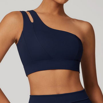 DONA Chic Single Shoulder Crop Top - Navy