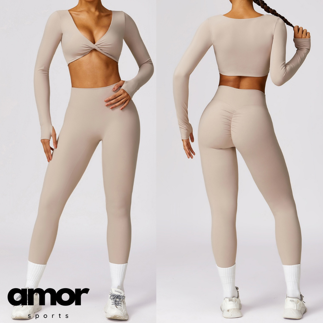 Sexy Long Sleeve Premium Legging Set - Nude