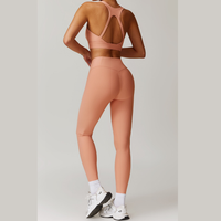 Alibi Ribbed Stylish Legging Set - Peach