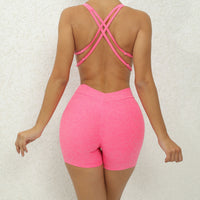 Trendy X-Back Sexy Scrunched Romper - Pink