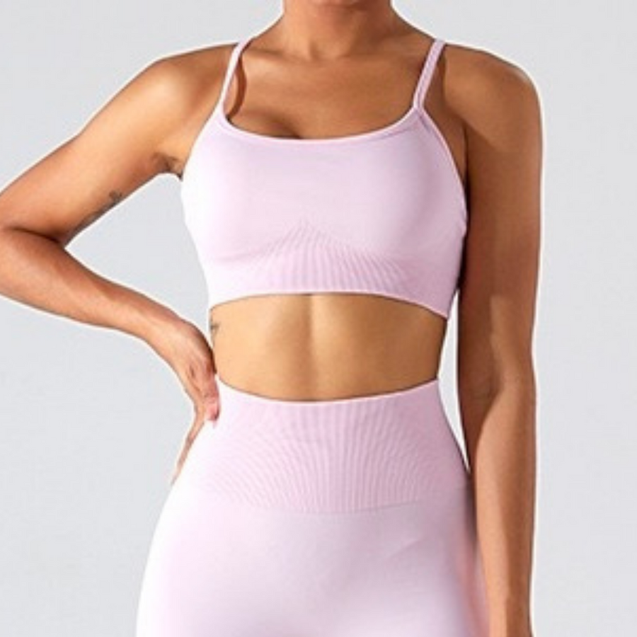 Stylish Straps Back Design Crop Top - Pink