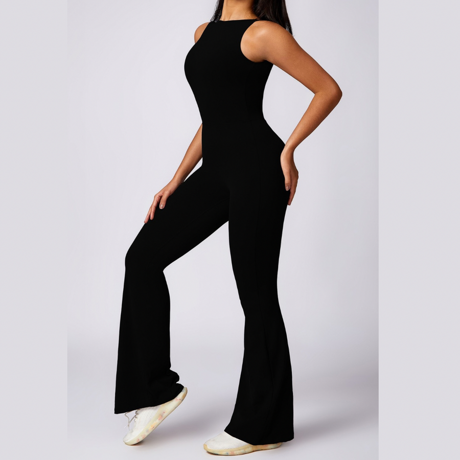 Adina Sexy Scrunch Backless Jumpsuit - Black