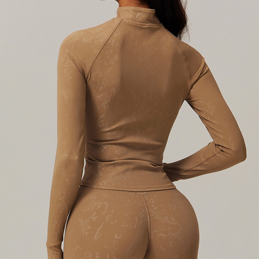 Elysian Glow Slim Waist Jacket - Brown