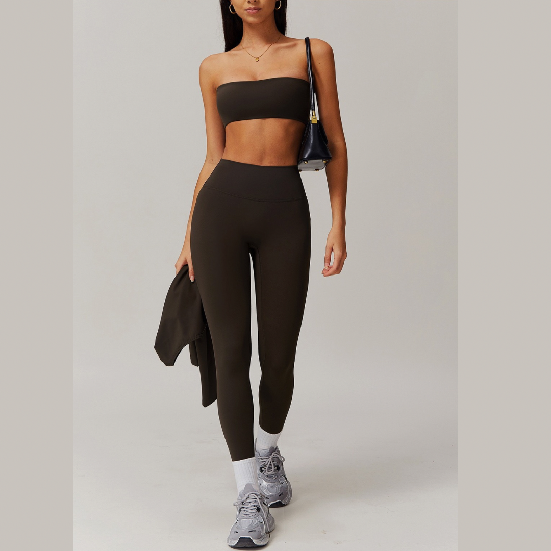 SleekFlex Strapless Legging Set - Dark Coffee