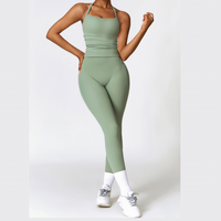 CHRISTIA Cross Back Vest Top Legging Set - Green