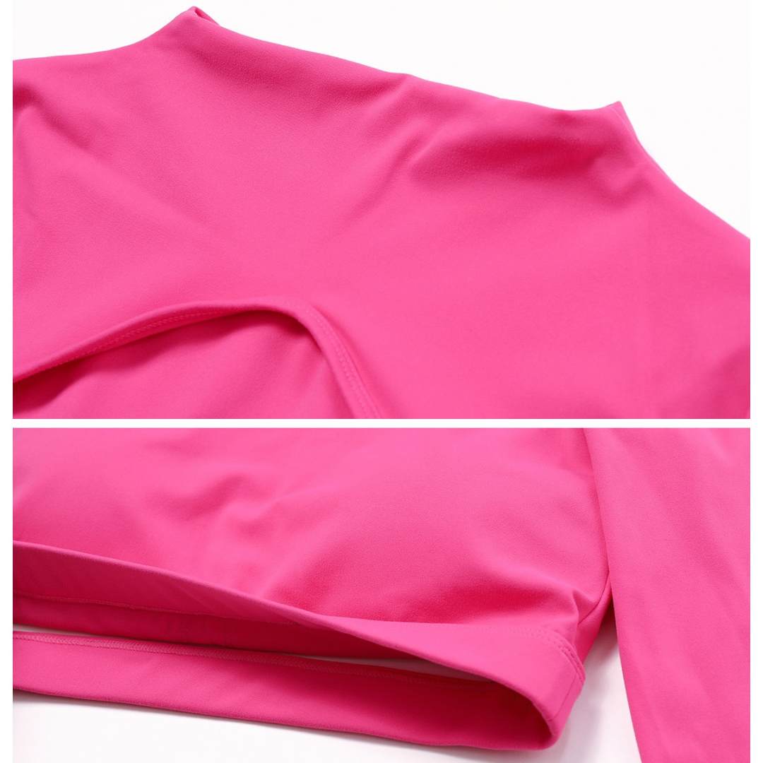 Elegant Long Sleeve Premium Crop Top - Pink