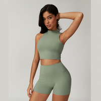 CAMILA Strong Support Top Summer Short Set - Sage Green