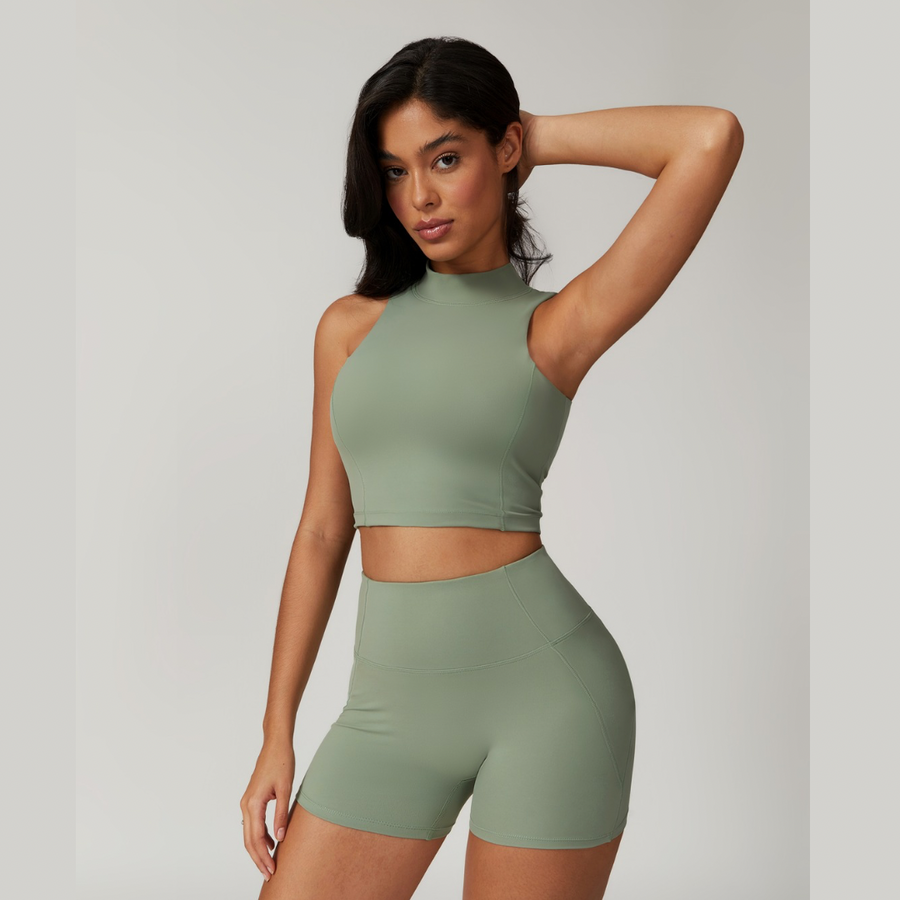 CAMILA Strong Support Top Summer Short Set - Sage Green