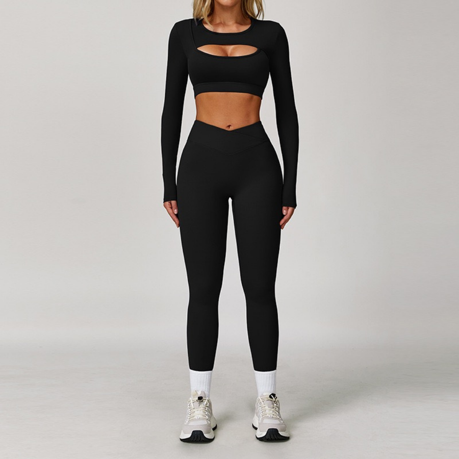Cici Stylish Long Sleeve Legging Set - Black