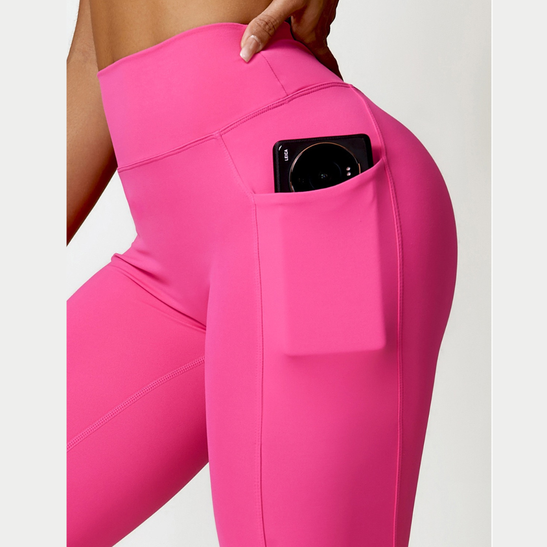 Premium V-Shape Scrunched Pocket Legging - Pink