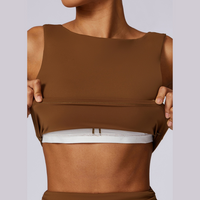 Elegant Square Design Crop Top - Caramel