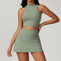 CAMILA Strong Support Top Summer Short Set - Sage Green