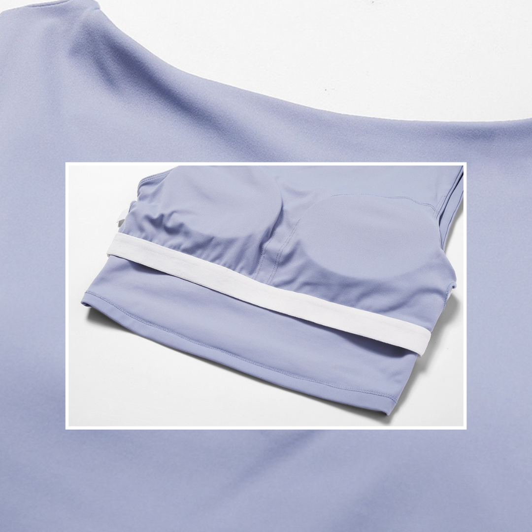 Elegant Square Design Crop Top - Blue Bell