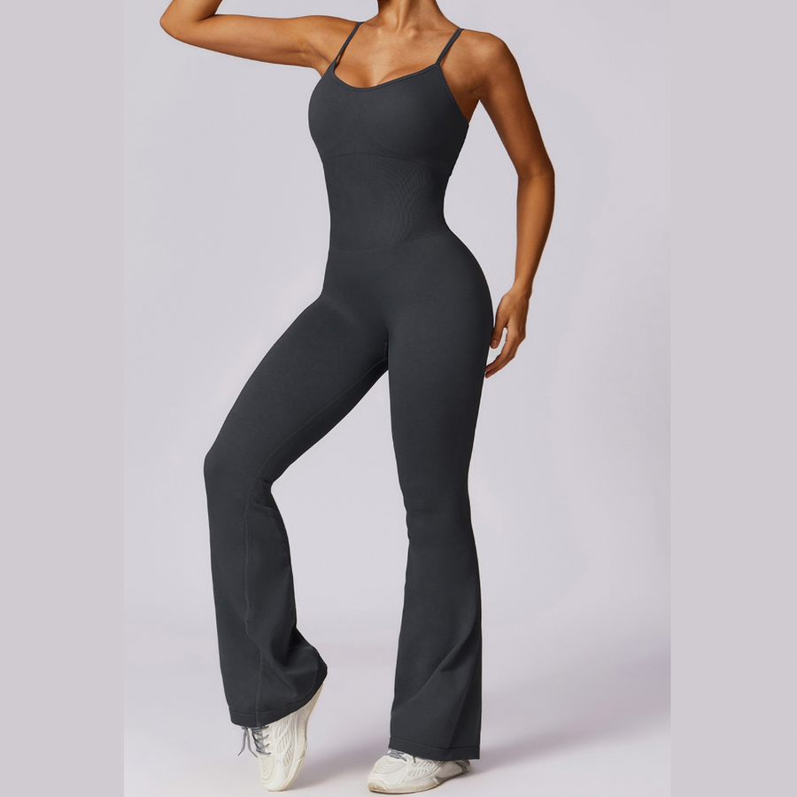 Seamless Premium Stylish Flared Jumpsuit - Coal Grey