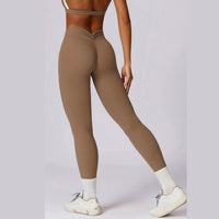 Premium V-Shape Scrunched Pocket Legging - Almond