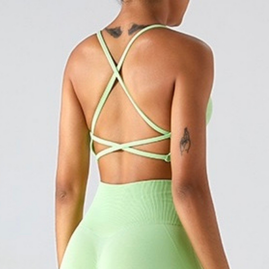 Stylish Straps Back Design Crop Top - Green