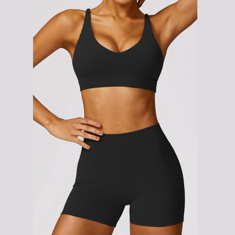 Stylish Back Premium Short Set - Black