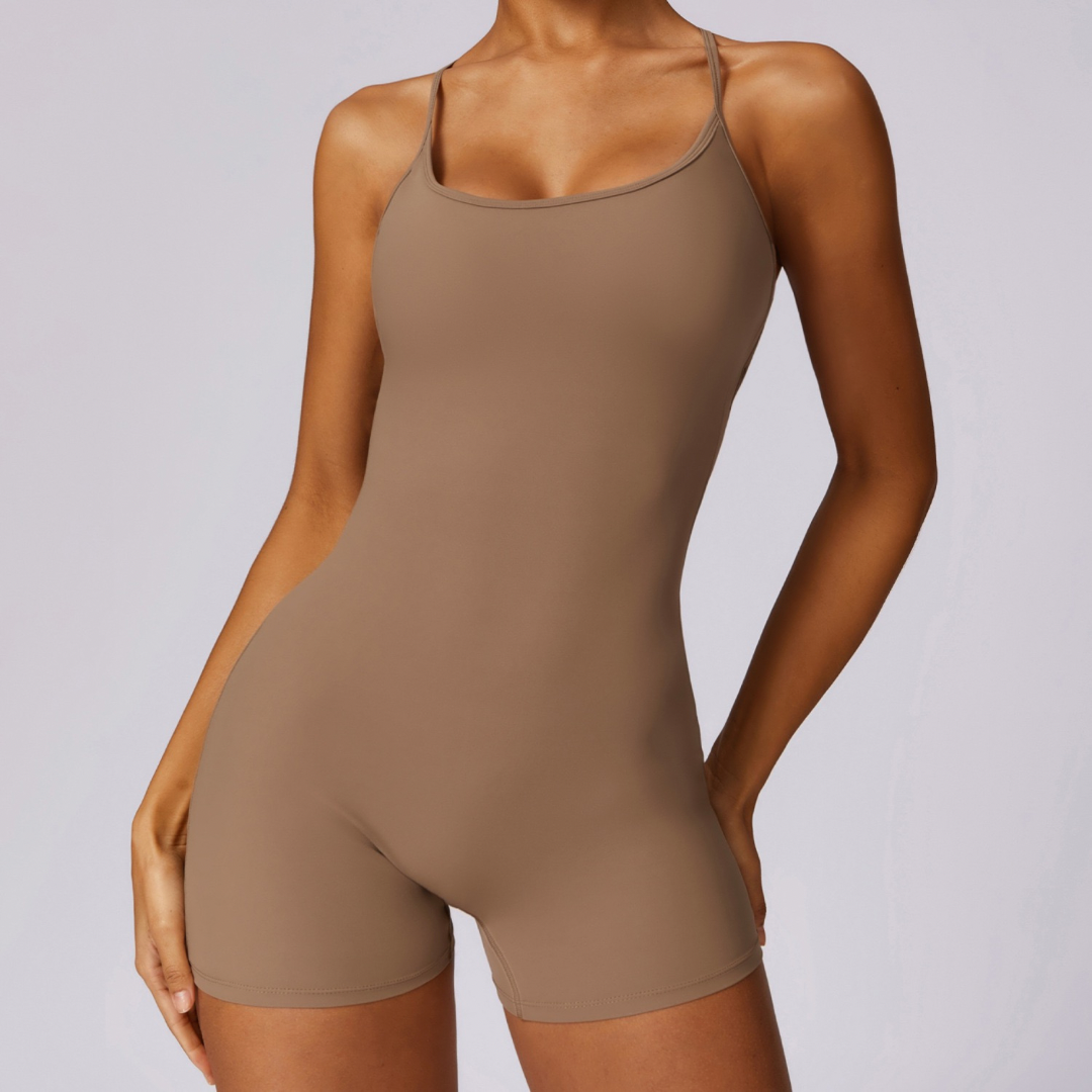 Summer Fashion Scruched Romper - Αμύγδαλο 