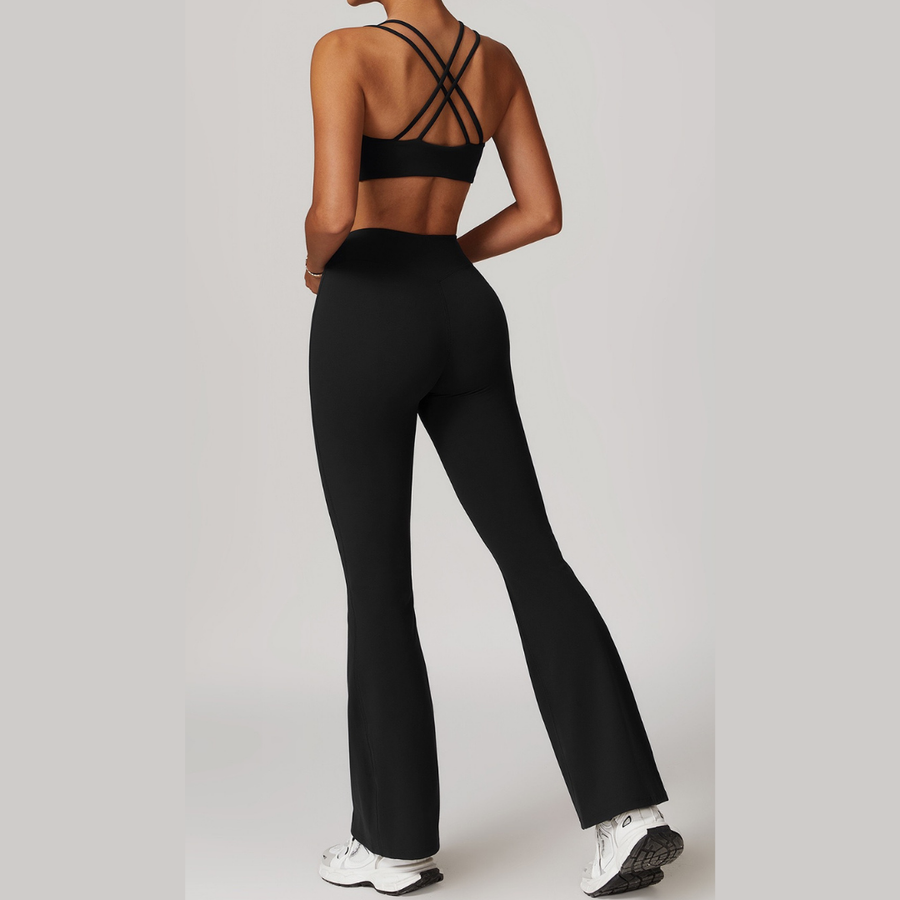 Sabrina Chic Flared Legging Set - Black