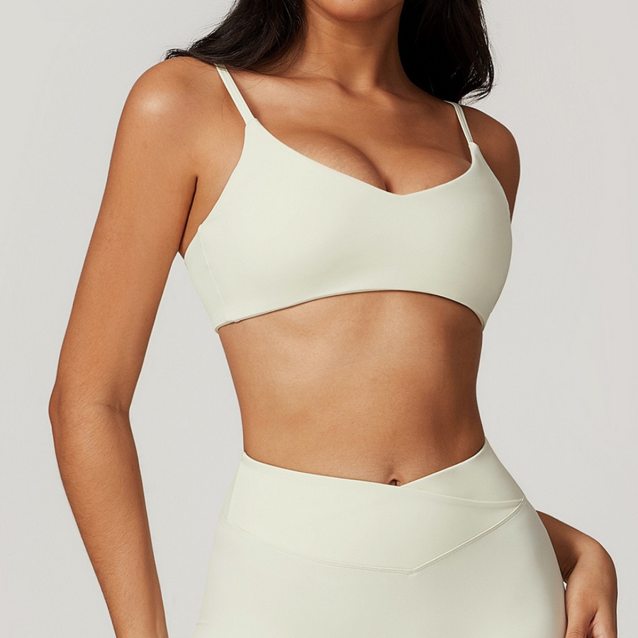 Sustainable Stylish Sports Bra Crop Top - Cream White