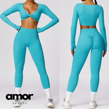 Sexy Long Sleeve Premium Legging Set - Aqua Lake