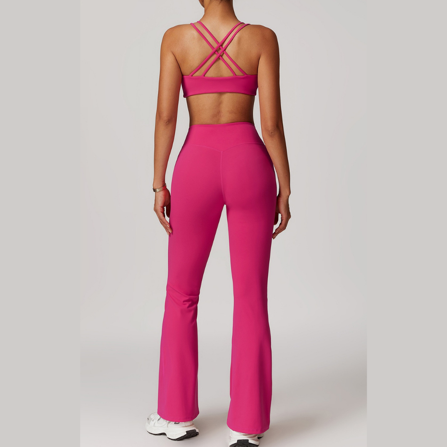 Sabrina Chic Flared Legging Set - Pink Rose