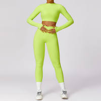 Elegant Long Sleeve Premium Legging Set - Lemon Yellow