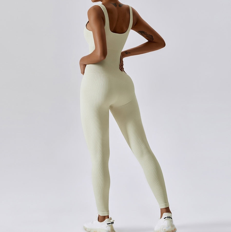 All Season Classic Ribbed Jumpsuit -  Cream