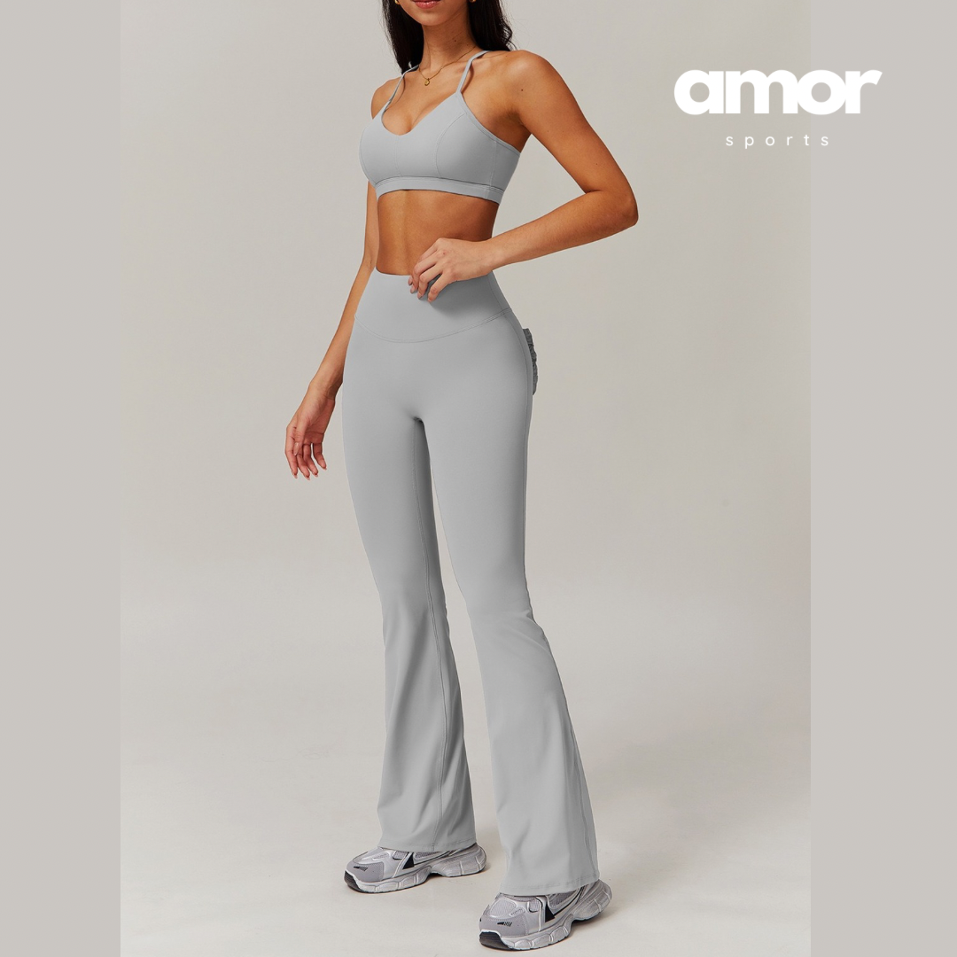 MANTA Unique Pocket Flared Legging Set - Grey