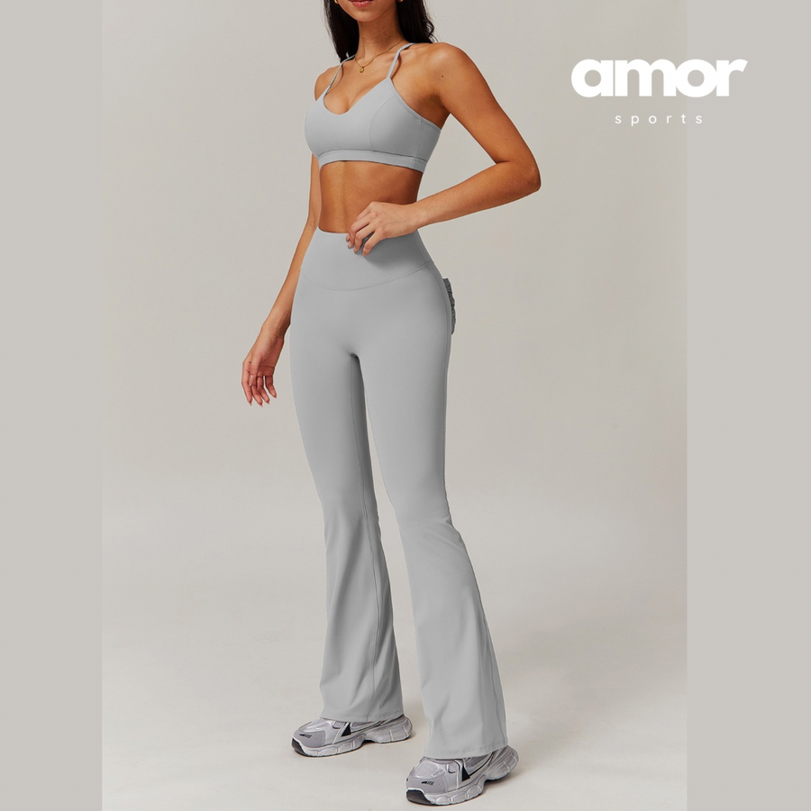 MANTA Unique Pocket Flared Legging Set - Grey