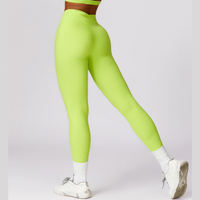 Stylish V-Shape Design Legging - Lime Yellow