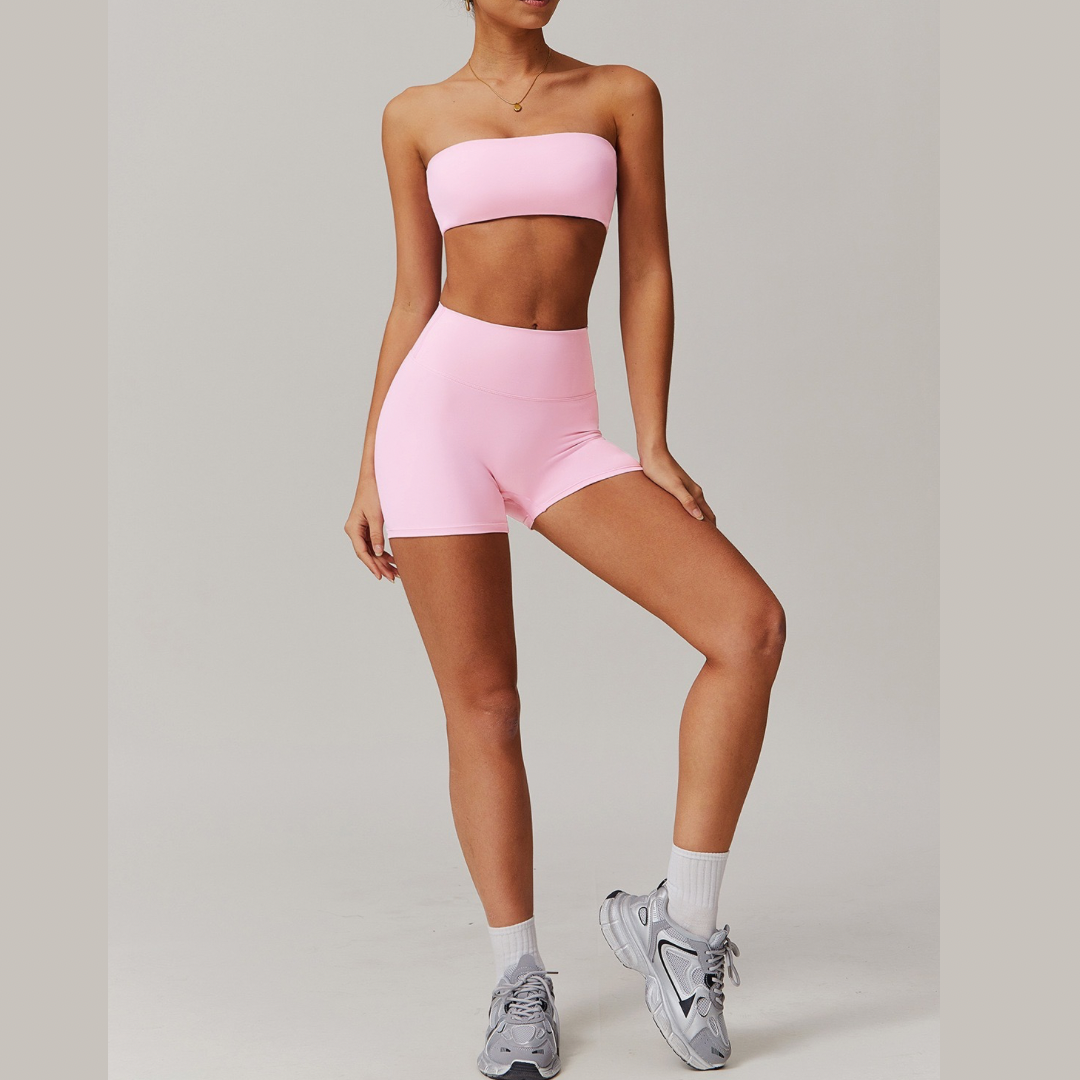 SleekFlex Strapless Top Short Set - Pink