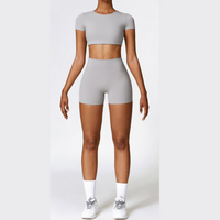 CHRISTIA Comfy Short Sleeve Crop Short Set - Grey