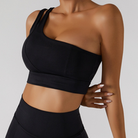 DONA Chic Single Shoulder Crop Top - Black