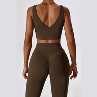 Deep V Flared Legging Set - Coffee