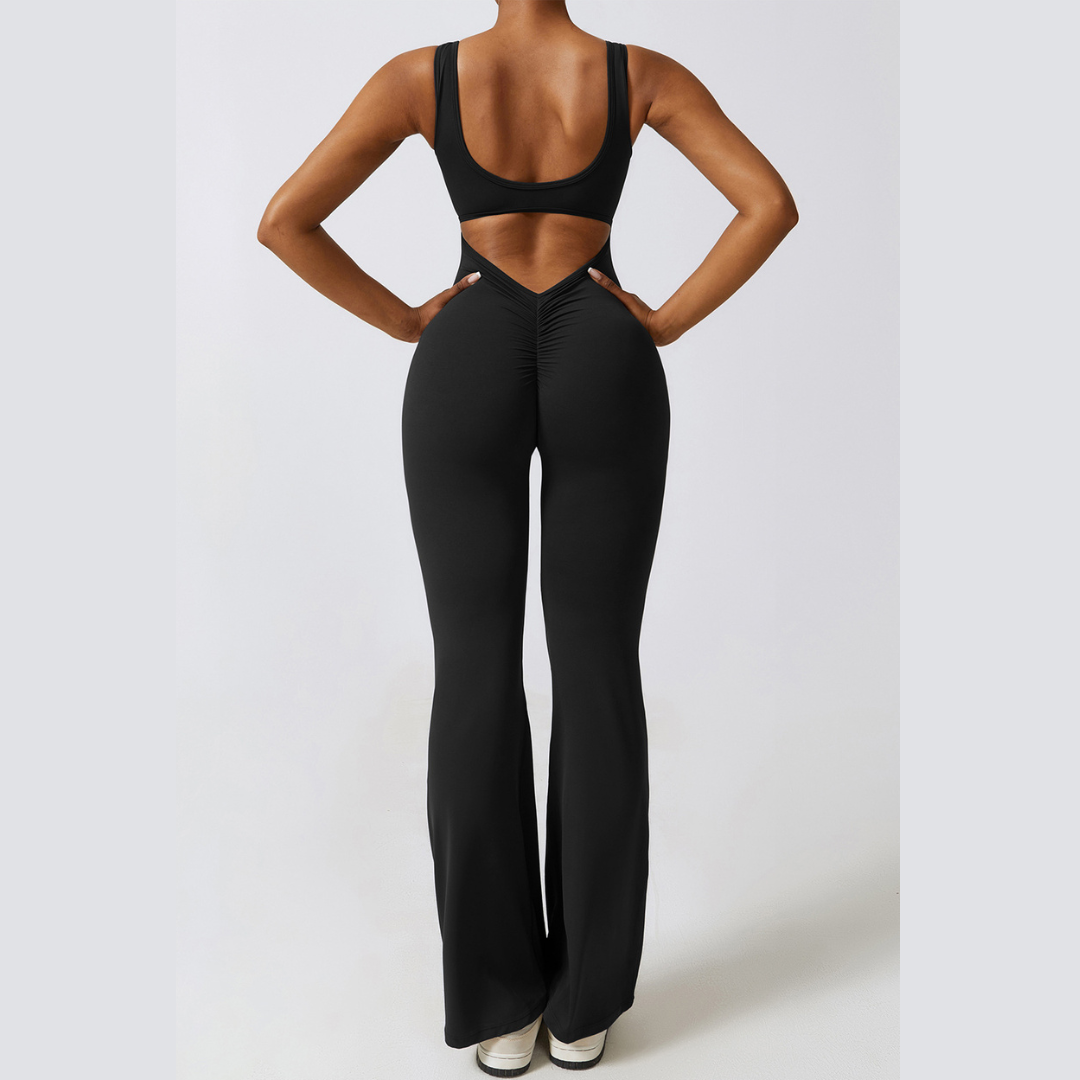 Sexy Stylish Bell Bottom Jumpsuit - Black