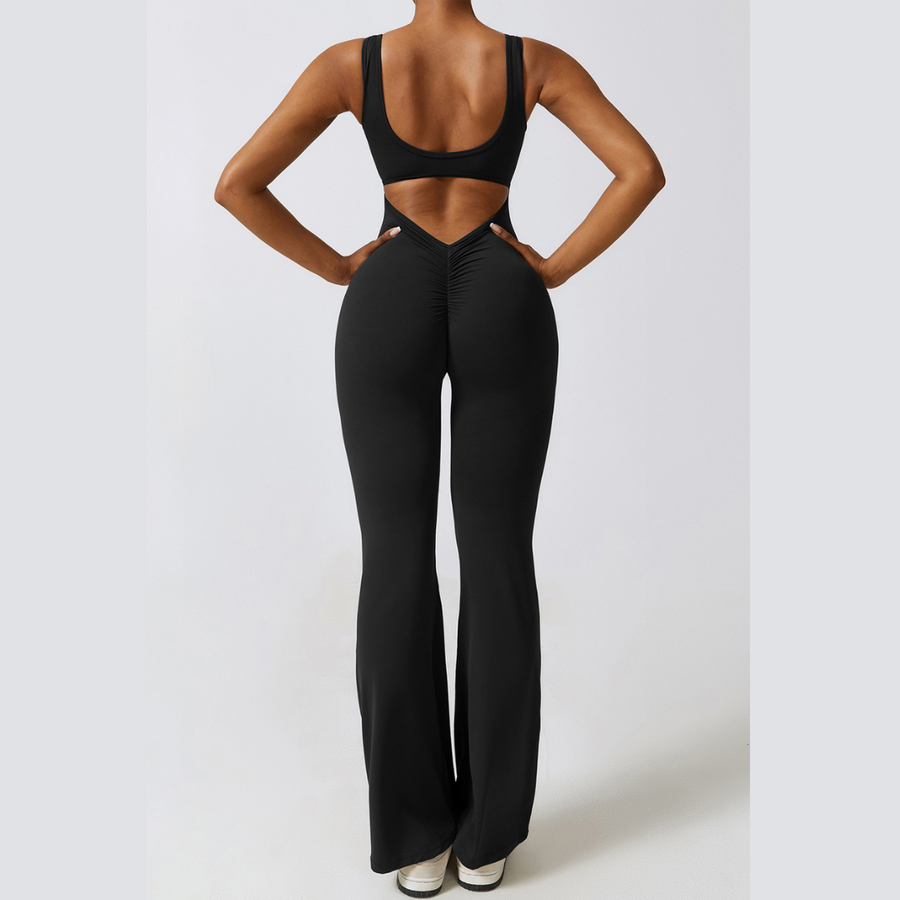 Sexy Stylish Bell Bottom Jumpsuit - Black