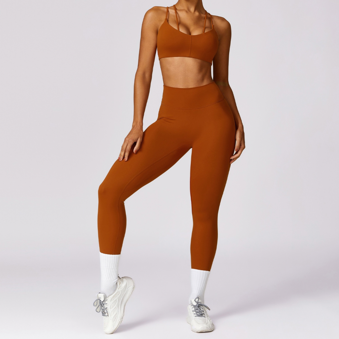 Unique Design Scrunch Skinny Legging Set - Red Clay