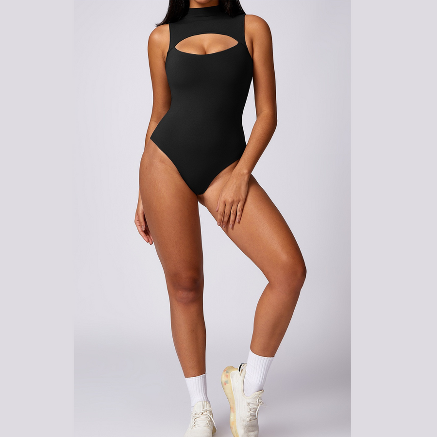 Sexy Stylish Loop Front Bodysuit - Black