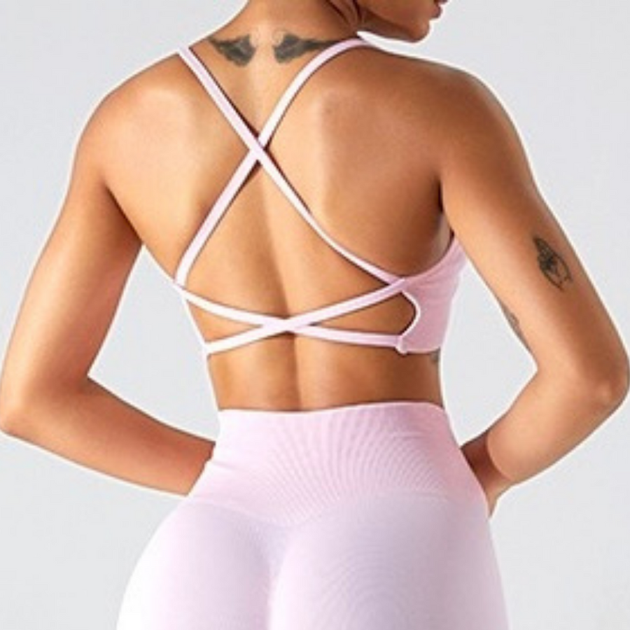 Stylish Straps Back Design Crop Top - Pink