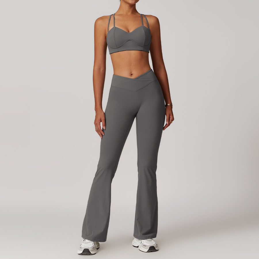 Sabrina Chic Flared Legging Set - Grey